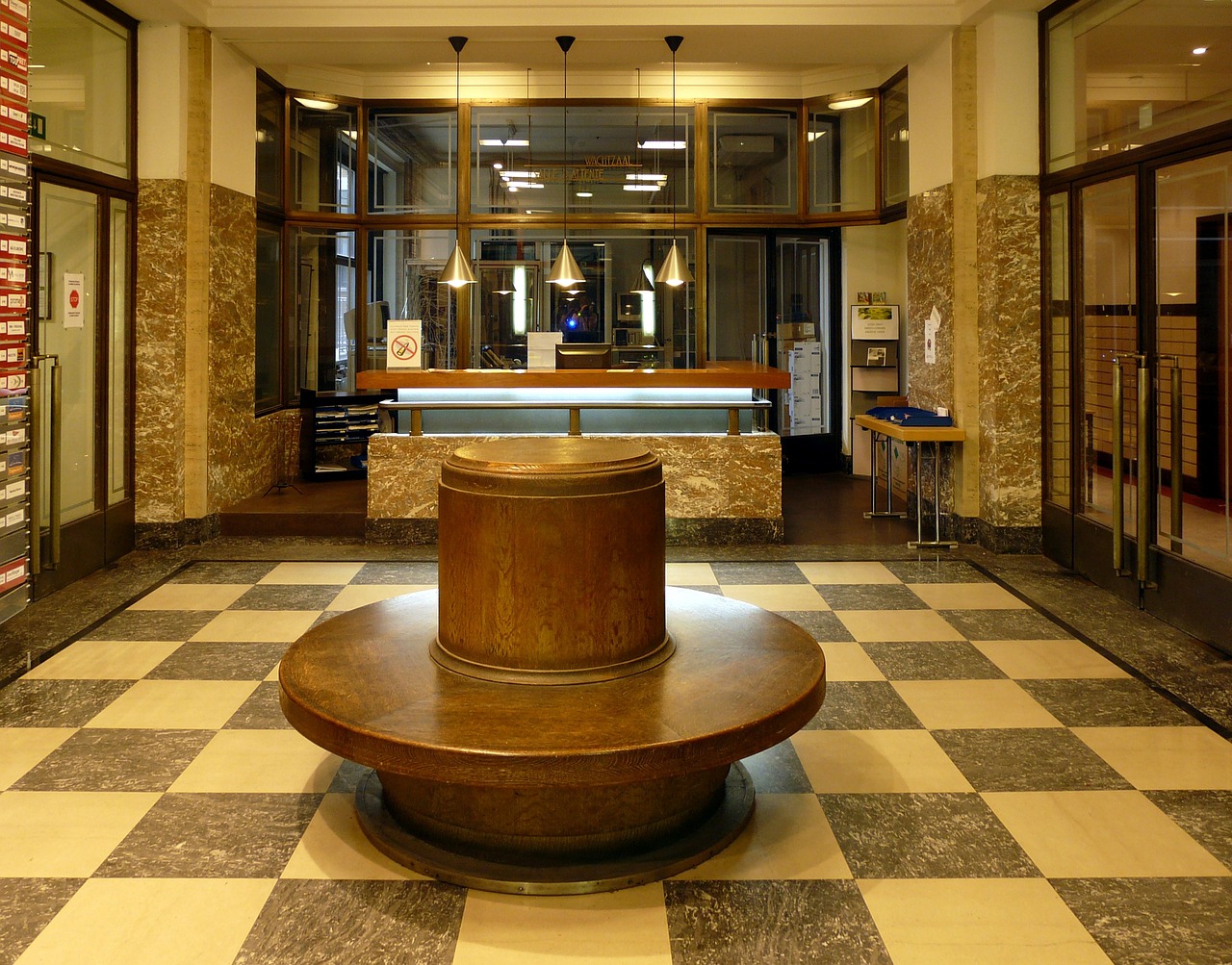 A clean and organized reception area for official appointments.