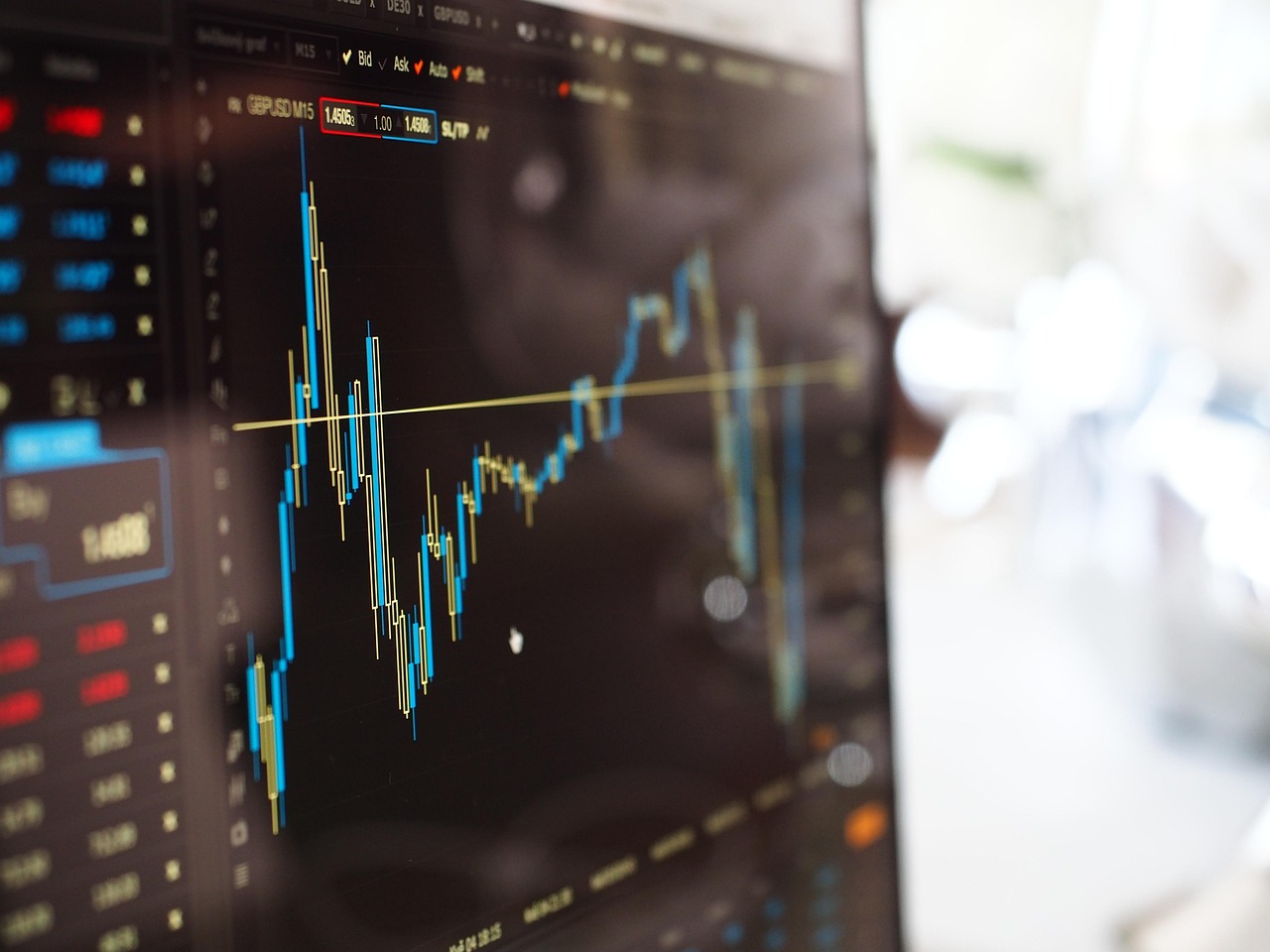 Multiple monitors displaying real-time financial market data.