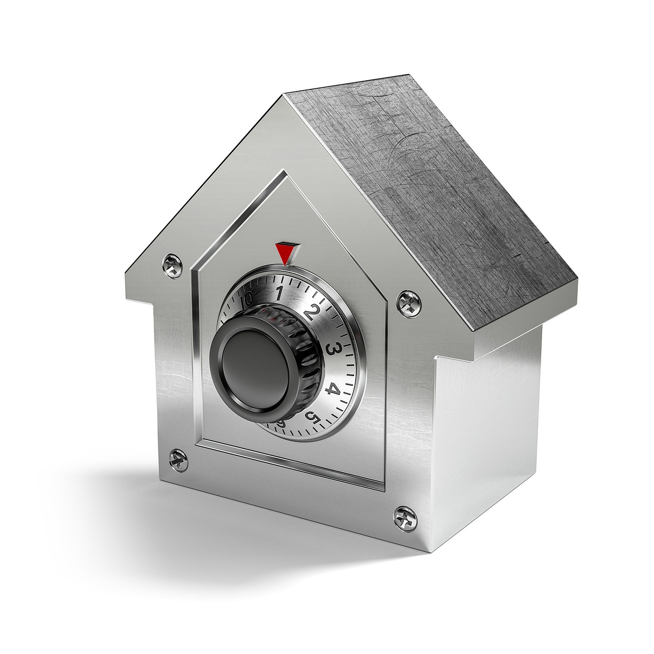 A secure, heavy-duty bank safe door made of polished steel.