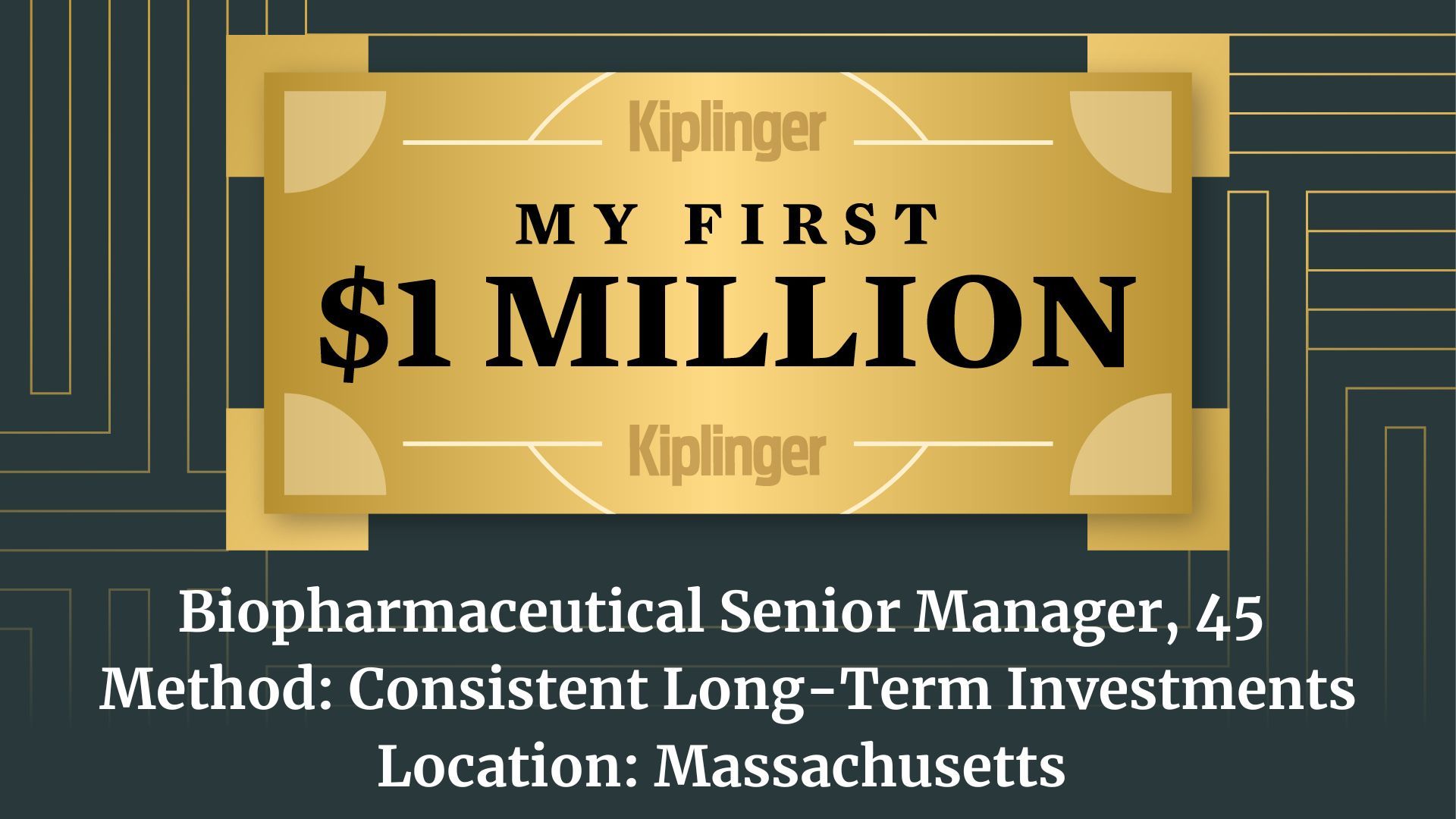 Text overlay stating My First $1 Million relating to a biopharmaceutical manager.