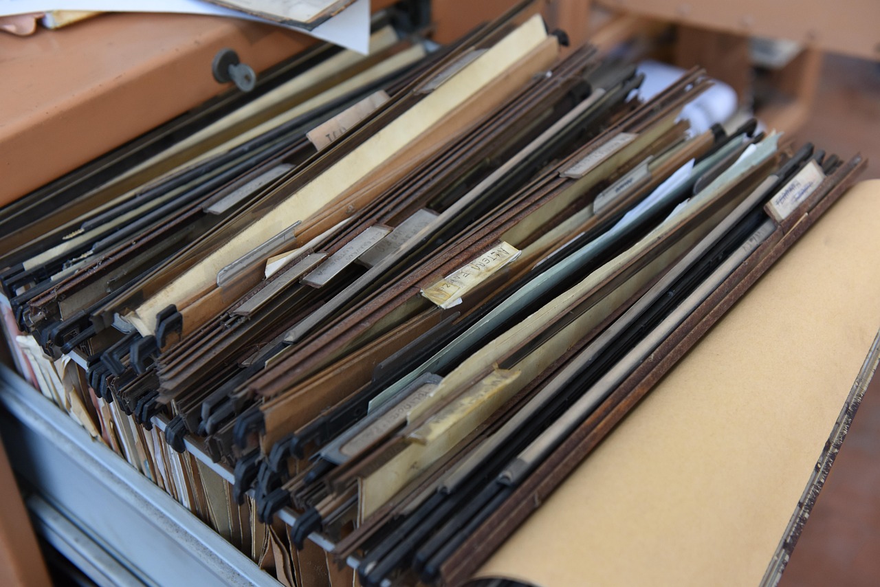 Color-coded files representing organized data management.