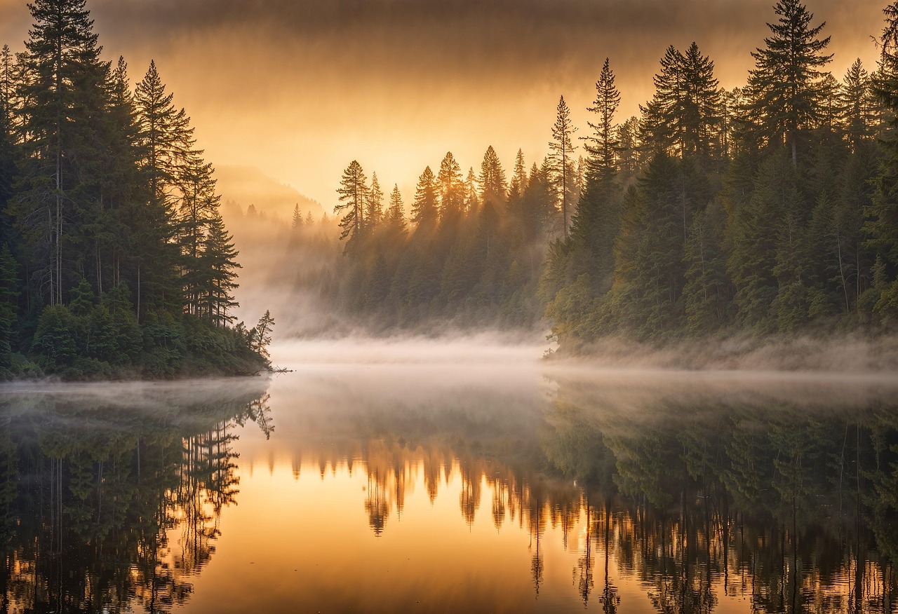 A peaceful lake in the mountains reflecting a clear blue sky